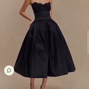 Meshki Black Strapless Floral Dress